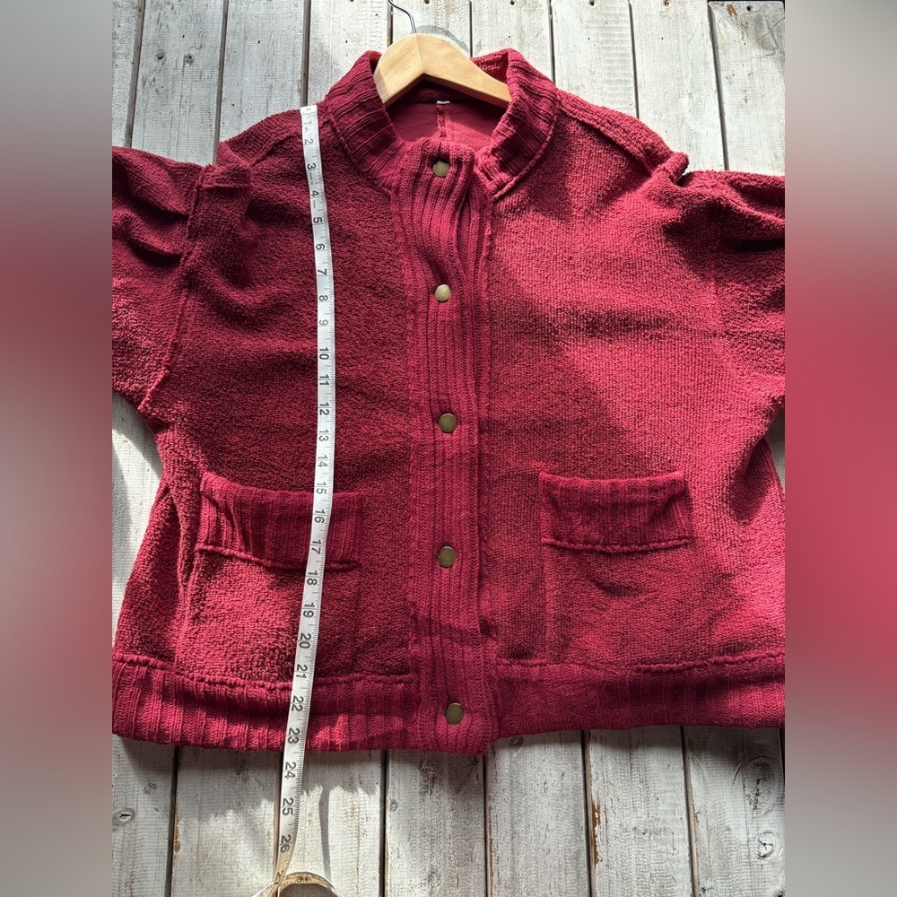 Burgundy Balloon Sleeve Button Front Cardigan XL - Picture 4 of 11
